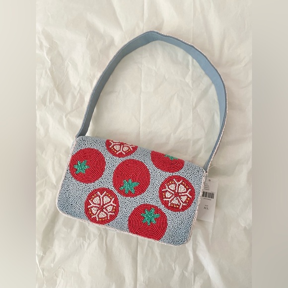 Anthropologie The Fiona Beaded Bag Food & Drink Edition Tomato - NWT - Picture 6 of 7